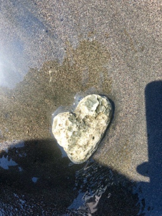 Herzförmiger Stein im Wasser